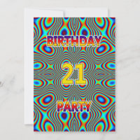 Psychedelic 21st Birthday party Invitation