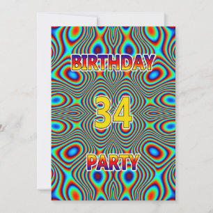 Psychedelic 34th Birthday party Invitation