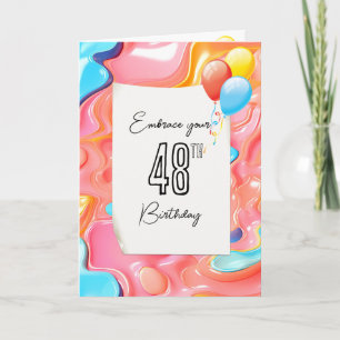Psychedelic 3D Abstract for 48th Birthday Card