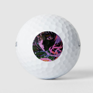 Psychedelic 3rd Eye Anime Girl Golf Balls