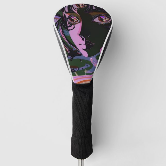 Psychedelic 3rd Eye Anime Girl Golf Head Cover (Front)