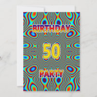 Psychedelic 50th Birthday party Invitation