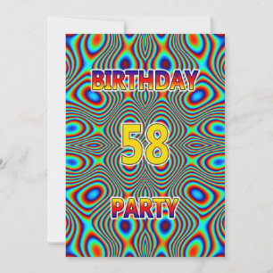 Psychedelic 58th Birthday party Invitation