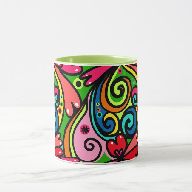 Psychedelic 60s Colourful Abstract Pattern Mug (Center)