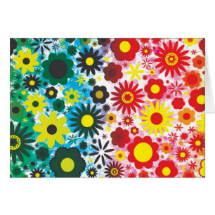 Psychedelic 60s Red Green Flowers Pattern