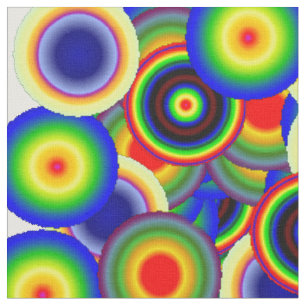 Psychedelic 60s retro rainbow coloured circles fabric