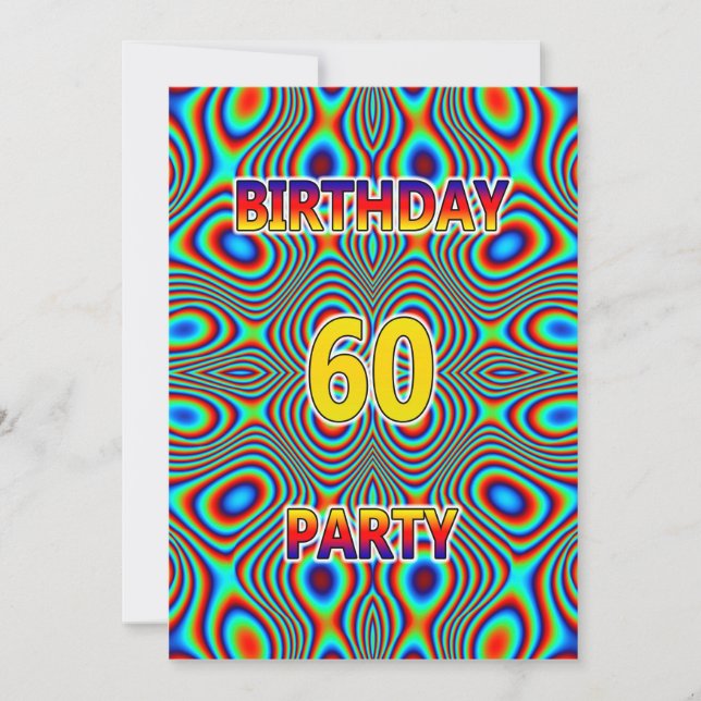 Psychedelic 60th Birthday party Invitation (Front)