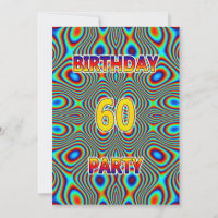 Psychedelic 60th Birthday party Invitation