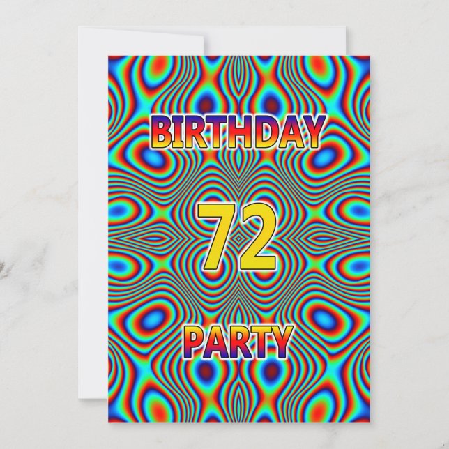 Psychedelic 72nd Birthday party Invitation (Front)