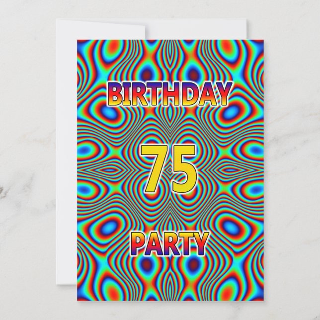 Psychedelic 75th Birthday party Invitation (Front)
