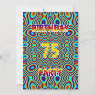 Psychedelic 75th Birthday party Invitation