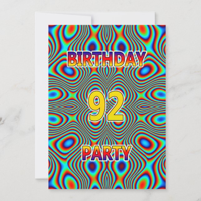 Psychedelic 92nd Birthday party Invitation (Front)