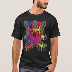 Psychedelic A Bunny Tie Dye Skull And Crossbones T-Shirt