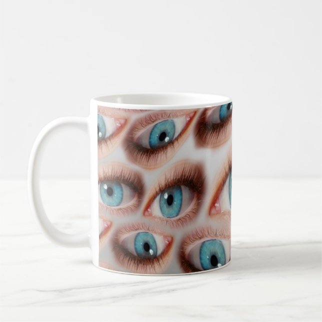 Psychedelic abstract background of distorted eye p coffee mug (Left)