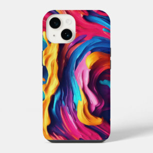 Psychedelic Abstract Colourful Paint Strokes iPhone 14 Case