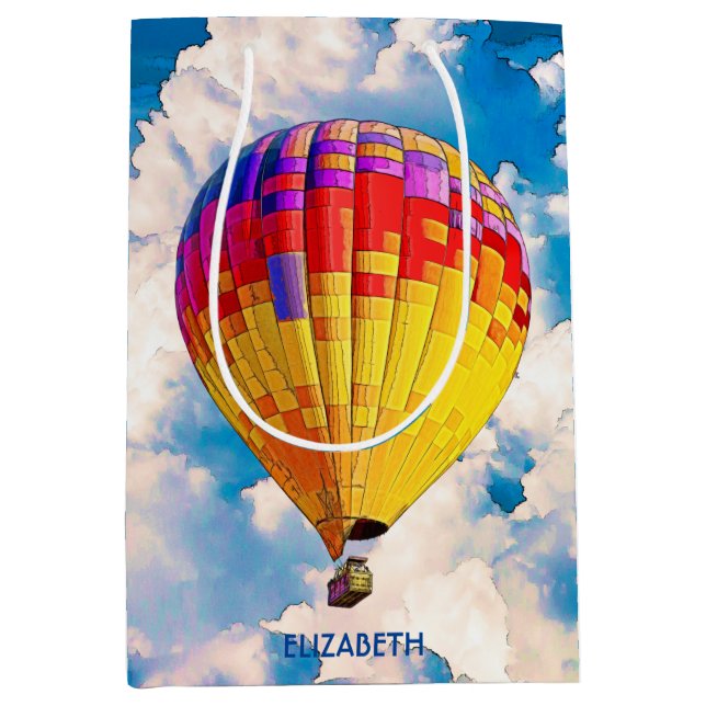 Psychedelic Abstract Flying Hot Air Balloon Medium Gift Bag (Front)