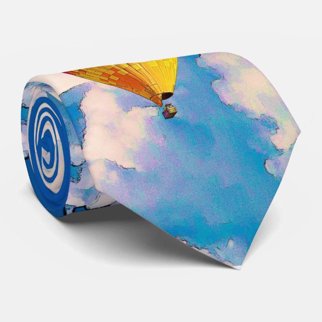 Psychedelic Abstract Flying Hot Air Balloon Tie (Rolled)