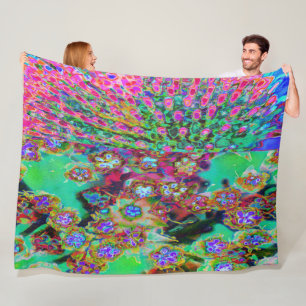 Psychedelic Abstract Groovy Purple Sedum Fleece Blanket