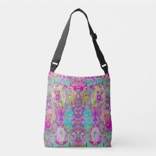 Psychedelic Abstract Magenta and Aqua Garden Art Crossbody Bag