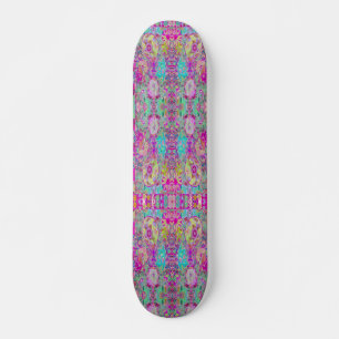 Psychedelic Abstract Magenta and Aqua Garden Art Skateboard