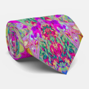 Psychedelic Abstract Magenta and Aqua Garden Art Tie