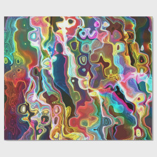 Psychedelic Abstract Neon Cellular Electric Art Wrapping Paper