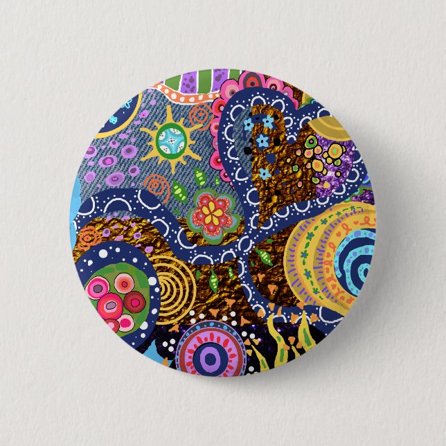 Psychedelic abstract pattern 6 cm round badge (Front)