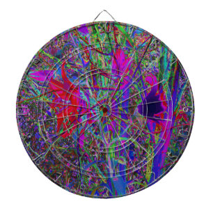 Psychedelic Abstract Rainbow Colours Lily Garden Dartboard