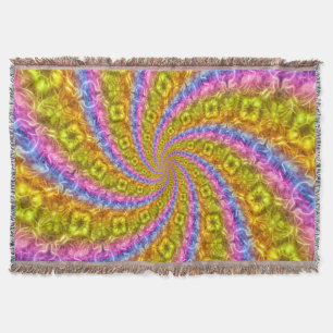 Psychedelic Abstract Vortex Throw Blanket