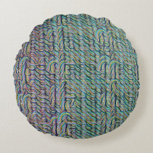 Psychedelic Abstract Wave Pattern Design 1304 Round Cushion