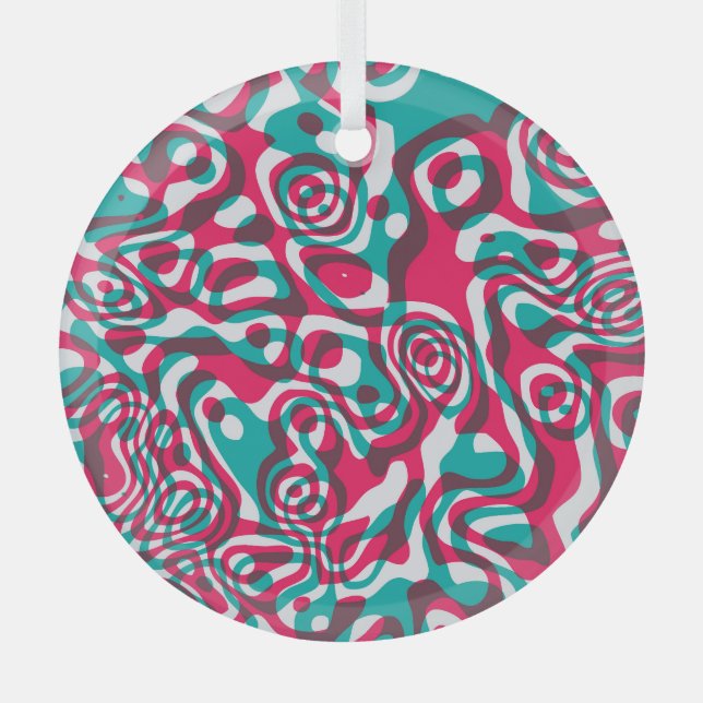 Psychedelic Acid Seamless Funky Background. Glass Tree Decoration (Front)