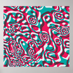 Psychedelic Acid Seamless Funky Background. Poster