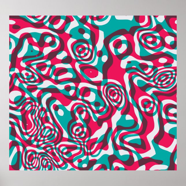 Psychedelic Acid Seamless Funky Background. Poster (Front)