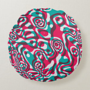 Psychedelic Acid Seamless Funky Background. Round Cushion