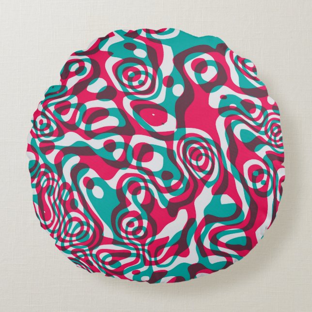 Psychedelic Acid Seamless Funky Background. Round Cushion (Front)