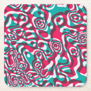 Psychedelic Acid Seamless Funky Background. Square Paper Coaster