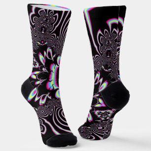 Psychedelic Acid Trip Fractal Abstract Digital Art Socks