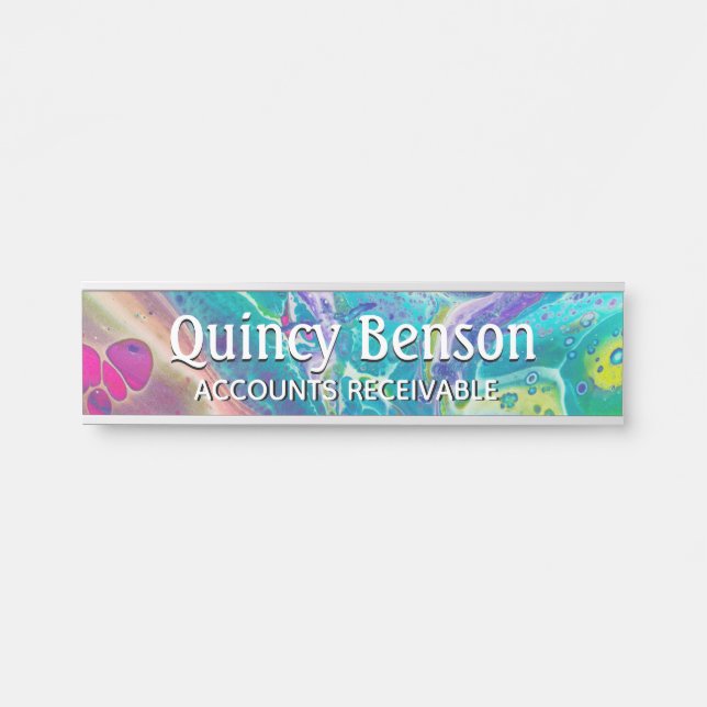 Psychedelic Acrylic Flow Art Desk Nameplate (Front)