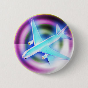Psychedelic Aeroplane 6 Cm Round Badge