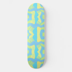 Psychedelic African Patchwork: Green Blue Yellow Skateboard