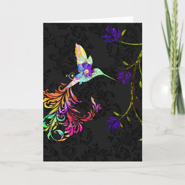 Psychedelic afternoon, a hummingbird Greeting Card (Front)