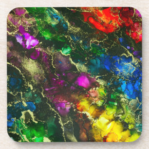 Psychedelic Alcohol Ink Abstract Painting Coaster