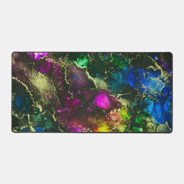 Psychedelic Alcohol Ink Abstract Painting Desk Mat (Front)