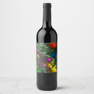 Psychedelic Alcohol Ink Abstract Painting Wine Label