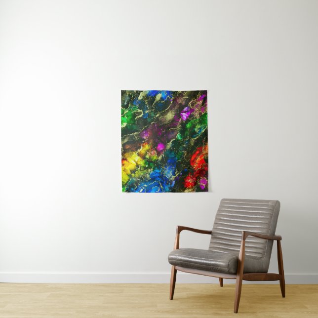 Psychedelic Alcohol Ink Abstract Tapestry (In Situ)