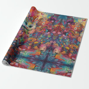 Psychedelic Alice in wonderland rabbit Theme Wrapping Paper