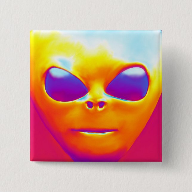 Psychedelic Alien 15 Cm Square Badge (Front)