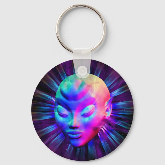 Psychedelic Alien Meditation Keychains (Front)