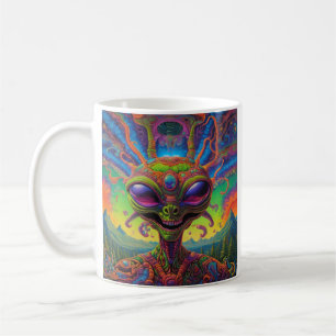 Psychedelic Alien Portrait Coffee Mug