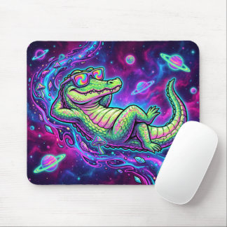 Psychedelic Alligator Surreal Space Mouse Mat